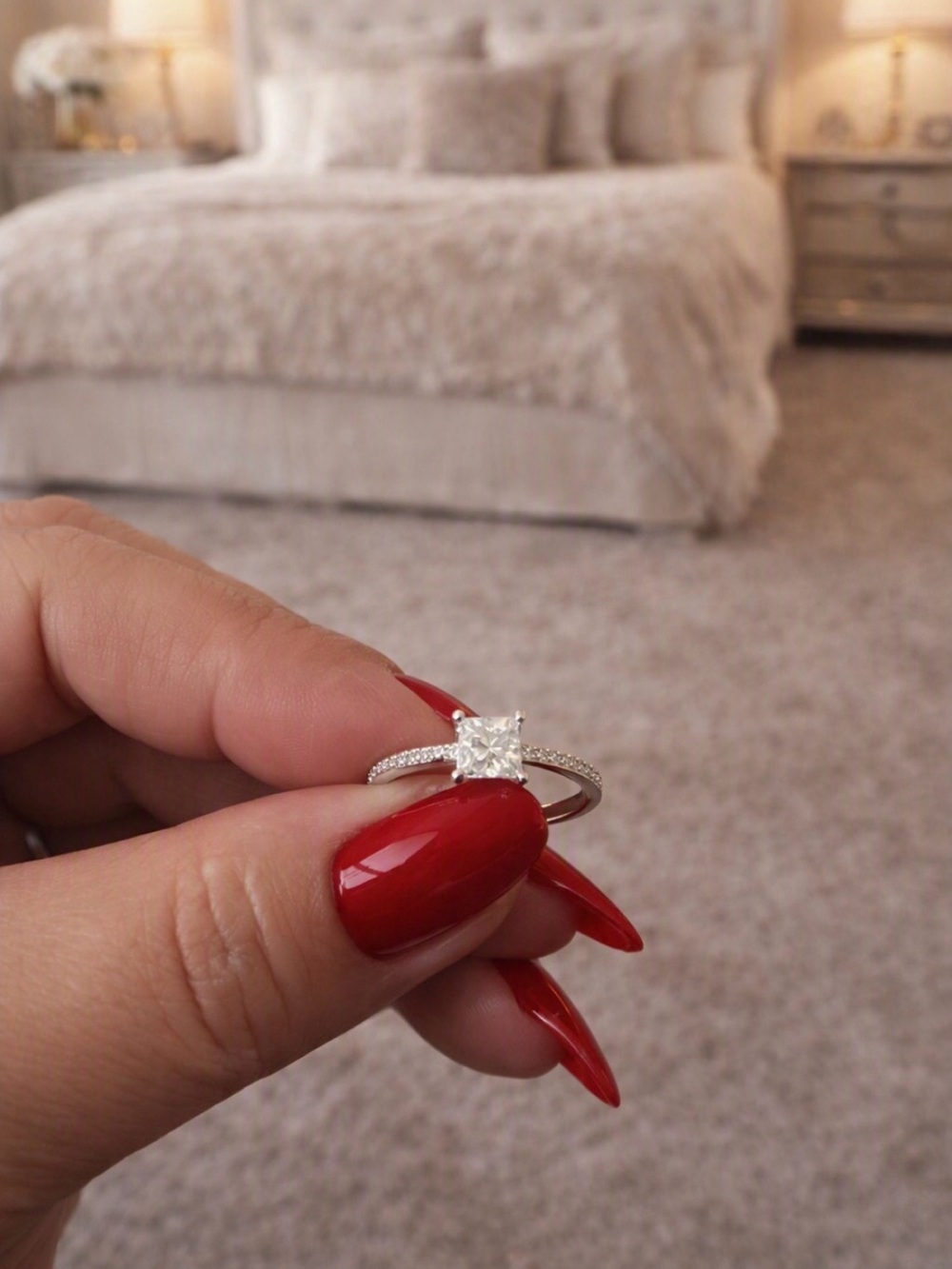 0.8 Moissanite diamond white gold ring. Size 8